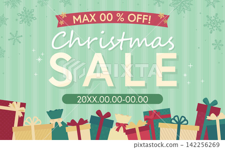 Green Christmas Sale Template 1_Horizontal with Gifts and Snowflakes Green Christmas Sale Template 1_Horizontal with Gifts and Snowflakes 142256269