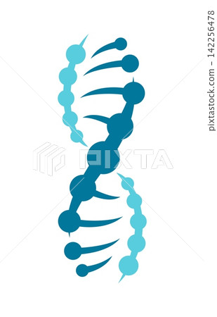 Dna helix icon, genome spiral symbol. Emblem for scientific laboratory with double DNA spiral or strand for biotechnology lab research, science, medical innovation technology, gene evolution label 142256478