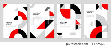 Abstract modern business posters with geometric layout background. Vertical templates in red, white and black with vibrant shapes and lines. Retro modern abstract contemporary trendy covers design Abstract modern business posters with geometric layout background. Vertical templates in red, white and black with vibrant shapes and lines. Retro modern abstract contemporary trendy covers design 142256600