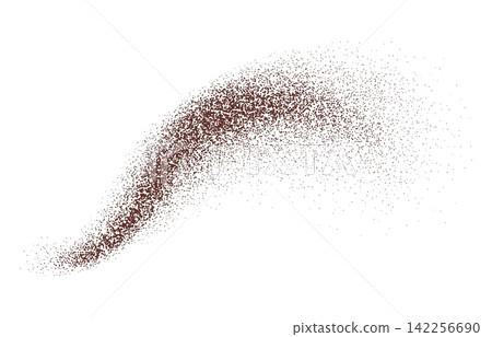 Coffee or pepper powder wave, chocolate or cocoa dust burst. Isolated realistic 3d swirling and dusting grain wave, noisy scatters. Crumbs or granules spicy cinnamon brown explosion, pithy sand splash Coffee or pepper powder wave, chocolate or cocoa dust burst. Isolated realistic 3d swirling and dusting grain wave, noisy scatters. Crumbs or granules spicy cinnamon brown explosion, pithy sand splash 142256690