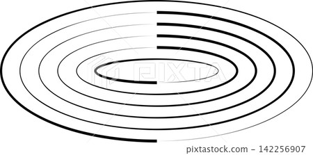 Oval icons with lines. Geometric shape Oval icons with lines. Geometric shape 142256907