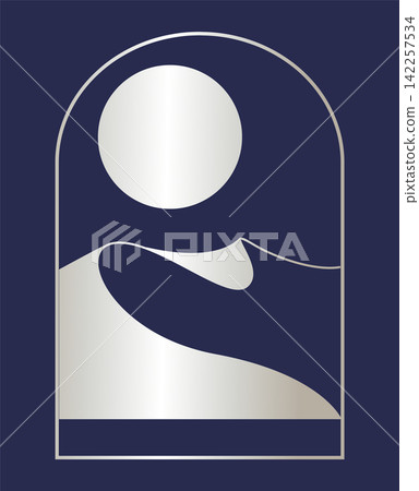 Vintage Retro Moon Crescent Logo Design. Modern and minimalist moon logo Vintage Retro Moon Crescent Logo Design. Modern and minimalist moon logo 142257534