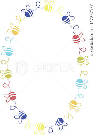 Honeybee frame. Cute honey Bee spring insect. Template with empty space for your text 142257577