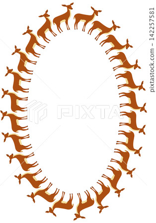 Wildlife frame. Christmas template for your text. Hand drawn vector deer illustration Wildlife frame. Christmas template for your text. Hand drawn vector deer illustration 142257581