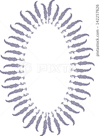 Lavender frame. Trendy botany graphic template. Flowers sketch empty frame box Lavender frame. Trendy botany graphic template. Flowers sketch empty frame box 142257626