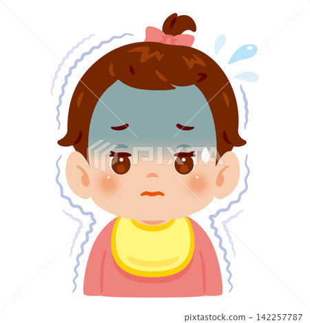 圖:一個女嬰因受寒而顫抖(上半身) 圖:一個女嬰因受寒而顫抖(上半身) 142257787