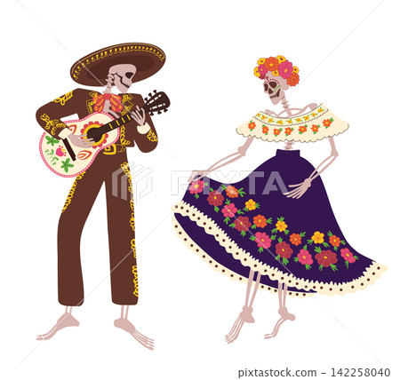 Catrina and Mariachi Dia de los Muertos Catrina and Mariachi Dia de los Muertos 142258040