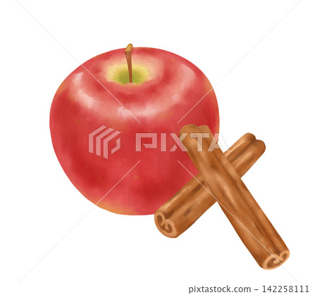 Apple Cinnamon Set Painted in Watercolor Apple Cinnamon Set Painted in Watercolor 142258111