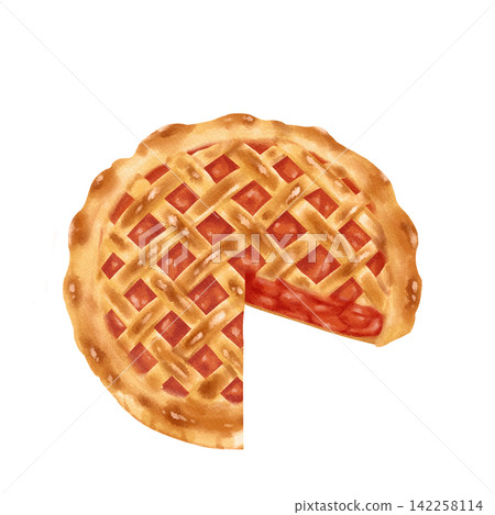 Apple pie painted in watercolor Apple pie painted in watercolor 142258114