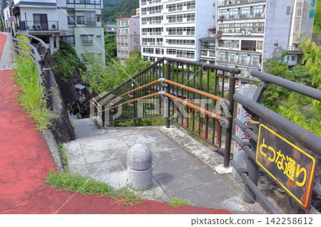 The stairs leading down to Namiyu Park along the Surikami River in Iizaka Onsen (Totsuna Street) The stairs leading down to Namiyu Park along the Surikami River in Iizaka Onsen (Totsuna Street) 142258612