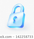 3D glass key lock icon. Privacy Symbol, security, technology isolated on white background. Vector illustration file. 3D glass key lock icon. Privacy Symbol, security, technology isolated on white background. Vector illustration file. 142258733
