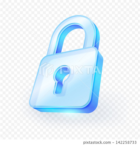 3D glass key lock icon. Privacy Symbol, security, technology isolated on white background. Vector illustration file. 3D glass key lock icon. Privacy Symbol, security, technology isolated on white background. Vector illustration file. 142258733