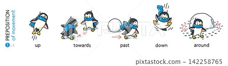 Preposition of movements Penguins cartoon set 1 142258765