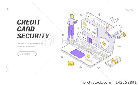 Credit Card Security And Online Payment Isometric Vector Illustration For A Finance Protection Banner Template Credit Card Security And Online Payment Isometric Vector Illustration For A Finance Protection Banner Template 142258891