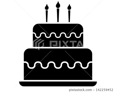 A luxurious cake silhouette icon in black. A luxurious cake silhouette icon in black. 142259452