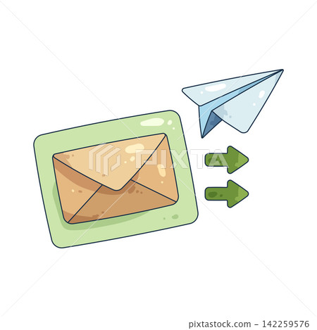 Illustration of email message sending Illustration of email message sending 142259576