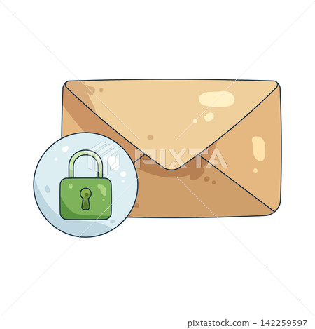 Illustration of secured envelope Illustration of secured envelope 142259597