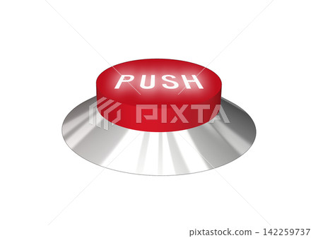 3D illustration of a red push button | Simple icon representing confirmation, start, and emergency operation 3D illustration of a red push button | Simple icon representing confirmation, start, and emergency operation 142259737