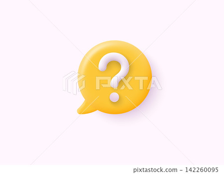 3d yellow question mark. Faq problem solution symbol. 3D vector illustration on isolated background. 3d yellow question mark. Faq problem solution symbol. 3D vector illustration on isolated background. 142260095