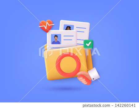Resumes. CV application. Interview, recruitment agency. Analysis of personnel resumes. hand with magnifying glasses. 3D Web Vector Illustrations. Resumes. CV application. Interview, recruitment agency. Analysis of personnel resumes. hand with magnifying glasses. 3D Web Vector Illustrations. 142260141