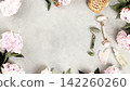 Spa Flat Lay with Facial Rollers, Peonies and Skincare Tools 142260260