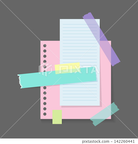 Paper notes stickers. Place for memo messages on paper sheets. Blank sticky place for to do list and office notice or information board Paper notes stickers. Place for memo messages on paper sheets. Blank sticky place for to do list and office notice or information board 142260441
