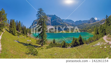 Wide panorama of Seebensee in the Mieming range Tyrol Austria Wide panorama of Seebensee in the Mieming range Tyrol Austria 142261154