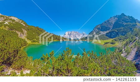 Wide panorama of Seebensee in the Mieming range Tyrol Austria Wide panorama of Seebensee in the Mieming range Tyrol Austria 142261155