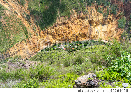 Sangalle village and oasis in Colca Canyon, Peru Sangalle village and oasis in Colca Canyon, Peru 142261426