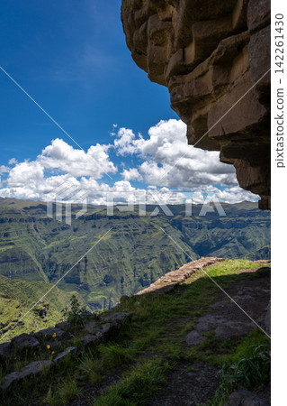 Majestic Rocky Mountains Seen from Waqrapukara, a Scenic Inca Site in Peru Majestic Rocky Mountains Seen from Waqrapukara, a Scenic Inca Site in Peru 142261430