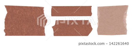 Collection of Four Realistic Torn Paper Scraps with Rough Irregular Edges Textured Brown and Beige Ripped Fragments Isolated on White Collection of Four Realistic Torn Paper Scraps with Rough Irregular Edges Textured Brown and Beige Ripped Fragments Isolated on White 142261640