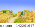 Autumn scenery reminiscent of the European countryside 142261647
