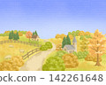 Autumn scenery reminiscent of the European countryside 142261648