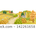 Autumn scenery reminiscent of the European countryside 142261658
