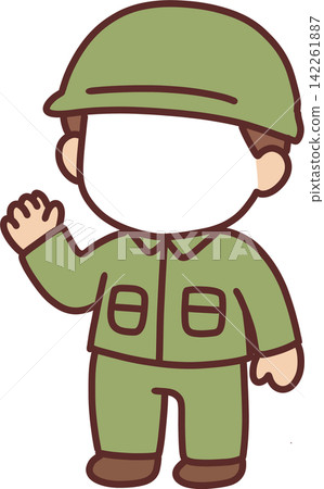 Soldier Character Waving Hand Soldier Character Waving Hand 142261887