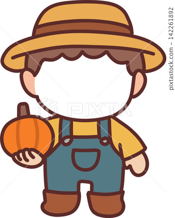 Farmer Character with Pumpkin Farmer Character with Pumpkin 142261892