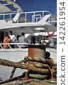 rope and rust pole at harbour 142261954