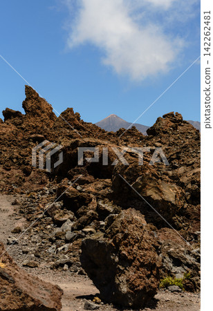 Mount Teide in Tenerife. Lava on the mountainside Mount Teide in Tenerife. Lava on the mountainside 142262481
