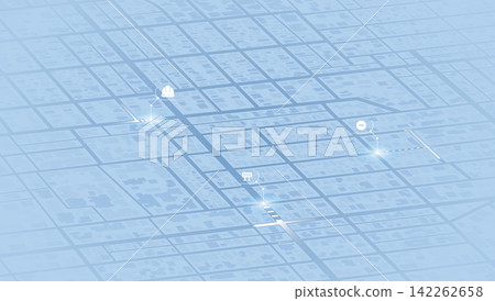 Isometric Cartography with Glowing Utility Service Icons and restricted zone icons Isometric Cartography with Glowing Utility Service Icons and restricted zone icons 142262658