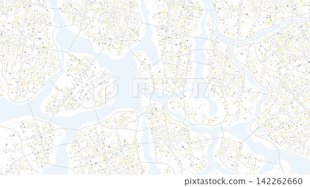 City districts spread across map dotted with buildings City districts spread across map dotted with buildings 142262660