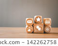 AI-Driven Customer Sentiment Analysis Concept with Digital Icons on Wooden Blocks for Business Insights 142262758