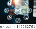 AI Healthcare Diagnostics Concept with Futuristic Medical Icons and Technology Interface 142262761