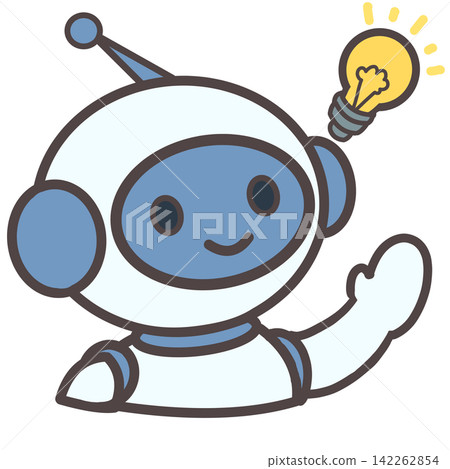 Inspirational AI robot (light bulb icon) Inspirational AI robot (light bulb icon) 142262854