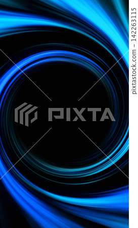 Blue radial swirl tunnel on black background, abstract circular motion illustration with dynamic depth, energy and futuristic speed. Blue radial swirl tunnel on black background, abstract circular motion illustration with dynamic depth, energy and futuristic speed. 142263115