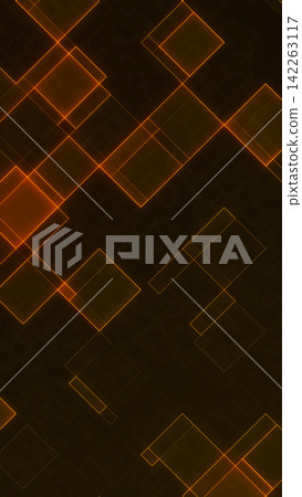 Glowing orange geometric squares on dark background, modern tech illustration with luminous grid lines and futuristic abstract structure. Glowing orange geometric squares on dark background, modern tech illustration with luminous grid lines and futuristic abstract structure. 142263117