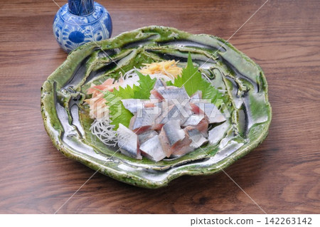 Pacific saury sashimi, Pacific saury raw fish, Pacific saury raw fish. 142263142