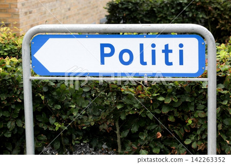 Danish police road sign called politi in Danish language Danish police road sign called politi in Danish language 142263352