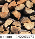Stack of Chopped Firewood Logs 142263373
