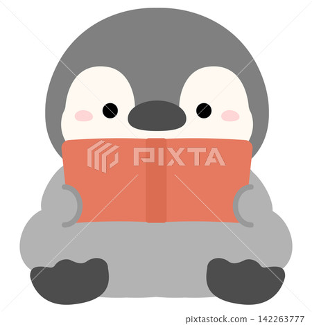 A penguin reading a book, a vector illustration for autumn reading. A penguin reading a book, a vector illustration for autumn reading. 142263777