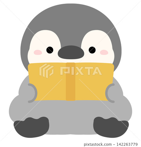 A cute illustration of a penguin reading a book, perfect for autumn reading. 142263779